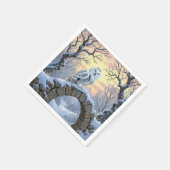 石のアーチ上のシロフクロウ スタンダードカクテルナプキン (角)