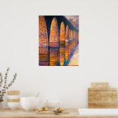 石のアーチ型の夕日 ポスター (キッチン)