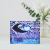 石のアーチ橋の水反射ブルーハウス ポストカード (スタンド正面)