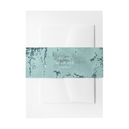 石のグリッター結婚のティール（緑がかった色）ID647 招待状ベリーバンド