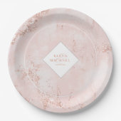 石のグリッター結婚のバラ金ゴールドID647 ペーパープレート (正面)