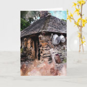 石のコテージグリーティングカード空白の、内部 カード (黄色い花)