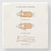 石のコースターを吐くかわいいコーギの子犬のガイド ストーンコースター (正面)