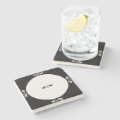 石のコースター – ホリ葉ーの(白黒) ストーンコースター (横)