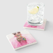 石のコースター。リングの女王。ピンク。 ストーンコースター (横)