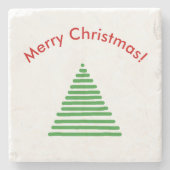 石のコースター – 曲線状の文字を持つ様式化された木 ストーンコースター (正面)