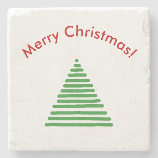 石のコースター – 曲線状の文字を持つ様式化された木 ストーンコースター (正面)