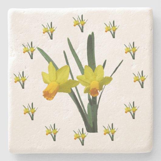 石のコースター – 水仙の花 ストーンコースター (正面)