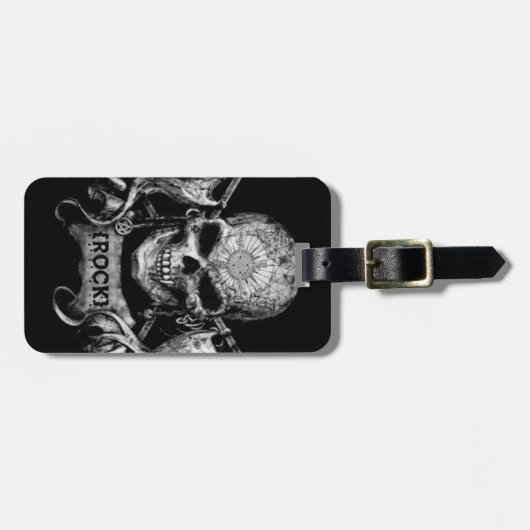 石のスカル ラゲッジタグ (正面横)