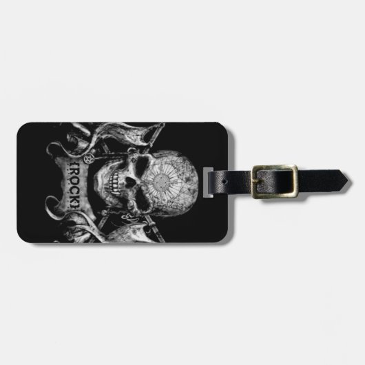 石のスカル ラゲッジタグ (正面横)