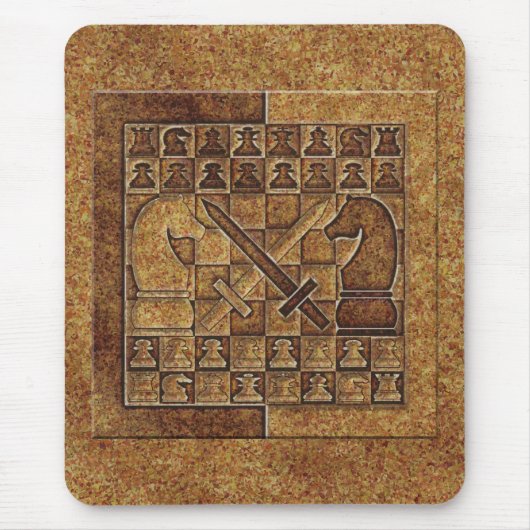 石のチェスの試合 マウスパッド (正面)