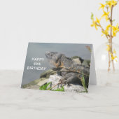 石のハッピーバースデーカードのトカゲ カード (黄色い花)
