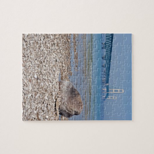 石のパズルが付いているマキナック橋 ジグソーパズル (横)