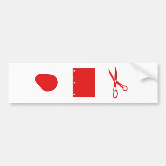 石のペーパーはさみ バンパーステッカー (正面)