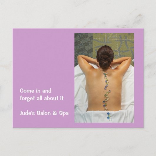 石のマッサージを受ける女性 ポストカード (正面)