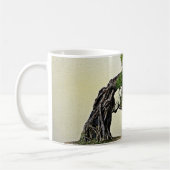 石のマツ盆栽の木上の根 コーヒーマグカップ (左)