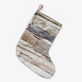 石のモダンレンガ壁のパターン背面 スモールクリスマスストッキング (正面 (吊り時))