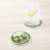 石のルックムーンと太陽顔三日月 コースター (側面)