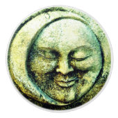 石のルックムーンと太陽顔三日月 セラミックノブ (正面)