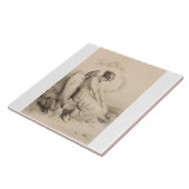 石の上に座るクリスチャンの天使 タイル (側面)