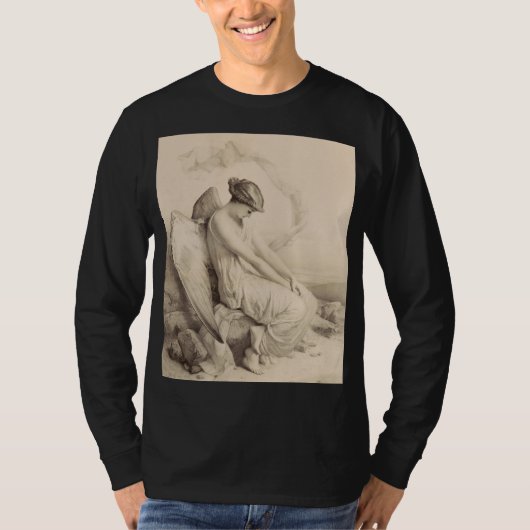 石の上に座るクリスチャンの天使 Tシャツ (正面)