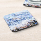 石の上に振る青い水プラスチック懸命コースター コースター (左側)