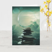 石の上の泡 カード (黄色い花)