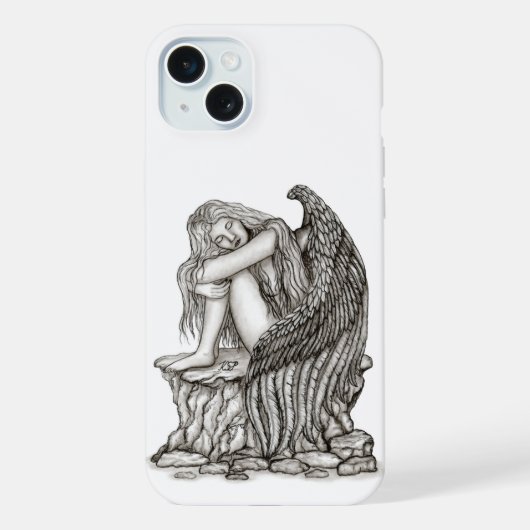 石の上の眠る天使 iPhoneケース (裏面)