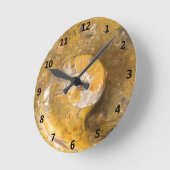 石の写真撮影のアンモナイトそして他の化石 ラウンド壁時計 (傾斜)
