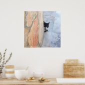 石の壁の後ろの探偵猫 / 父の日 ポスター (キッチン)