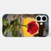 石の壁の赤いバラ 古典的な自然の花のデザイン Case-Mate iPhoneケース (裏面 (横))
