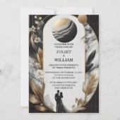 石の大理石を積み重ねた純粋な自然の結婚仕事で 招待状 (正面)