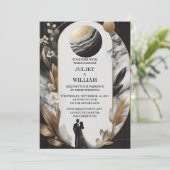 石の大理石を積み重ねた純粋な自然の結婚仕事で 招待状 (スタンド正面)