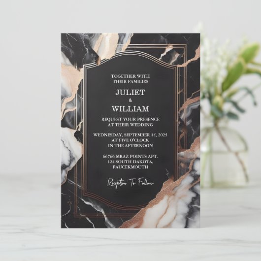 石の大理石を積み重ねた純粋な自然の結婚仕事の 招待状 (スタンド正面)