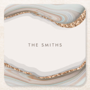 石の大理石瑪瑙 スクエアペーパーコースター