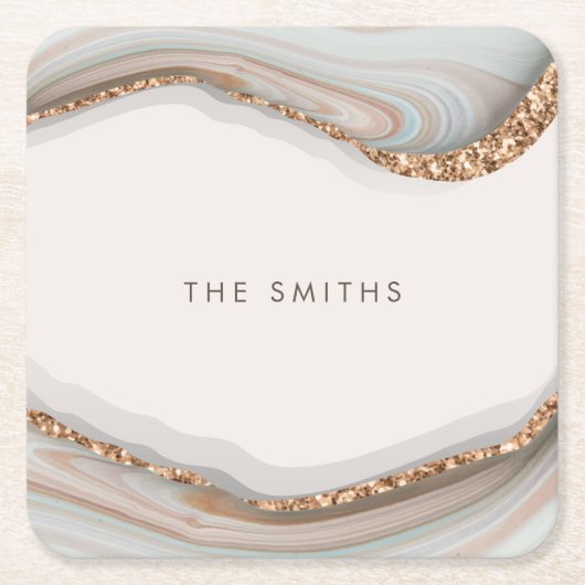 石の大理石瑪瑙 スクエアペーパーコースター (正面)