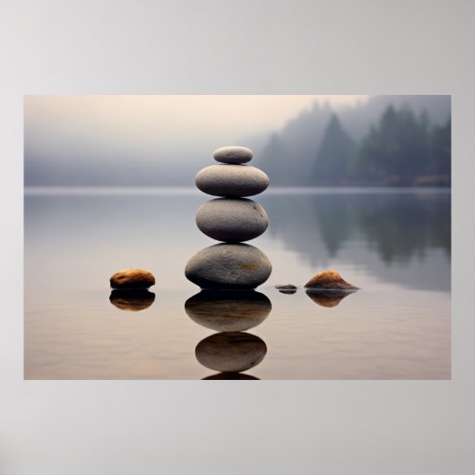 石の小石の水の静かな平和 ポスター (正面)