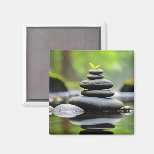 石の小石の水の静かな平和 マグネット (正面/裏面)