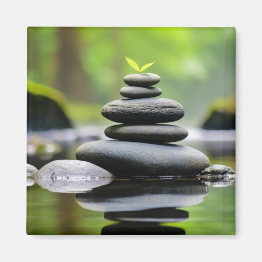 石の小石の水の静かな平和 マグネット (正面)