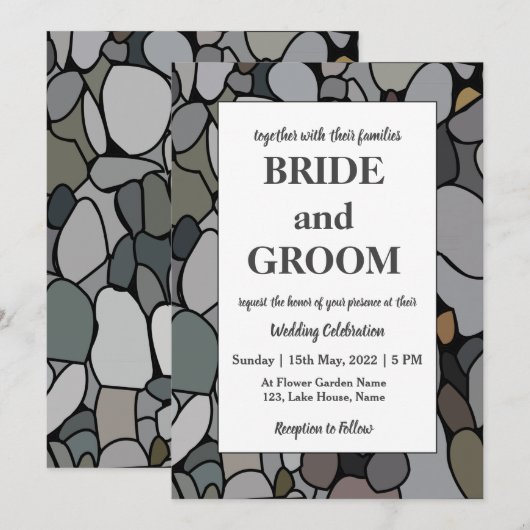 石の小石の自然結婚 招待状 (正面/裏面)