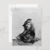 石の敷居に傾いた自画像, 1639 ポストカード (正面/裏面)