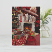 石の暖炉のある部屋、クリスマスの設定 シーズンカード (スタンド正面)