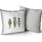 石の植え込みとチェックのストライプのトピアリー ツリー クッション