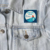 石の正方形ボタンをストップ 缶バッジ (インサイチュ)