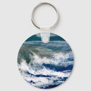石の海景の海洋波の芸術のブレーカ キーホルダー