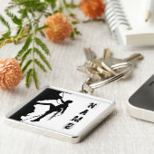 石の登山のシルエット大きい(2.00")正方形のKeyc キーホルダー (側面)