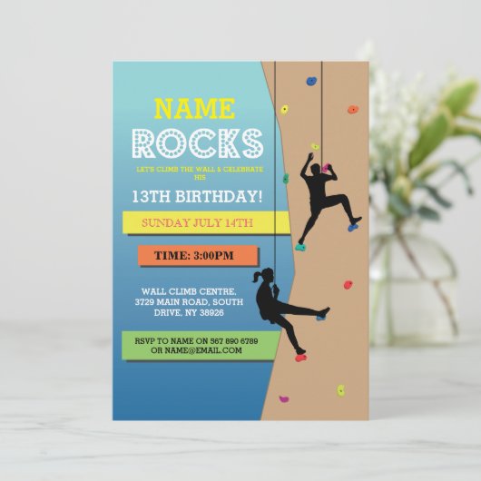石の登山の誕生会の壁の登山の招待 招待状 (スタンド正面)