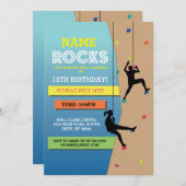 石の登山の誕生会の壁の登山の招待 招待状 (正面/裏面)