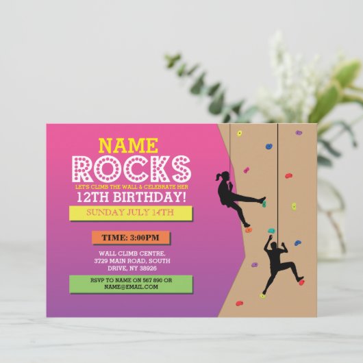 石の登山の誕生会の登山の壁の招待 招待状 (スタンド正面)