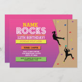 石の登山の誕生会の登山の壁の招待 招待状 (正面/裏面)